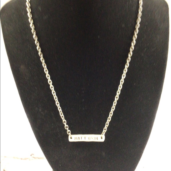 Julio signed silver tone scriptural religious necklace Matthew 6:34. - Picture 2 of 6